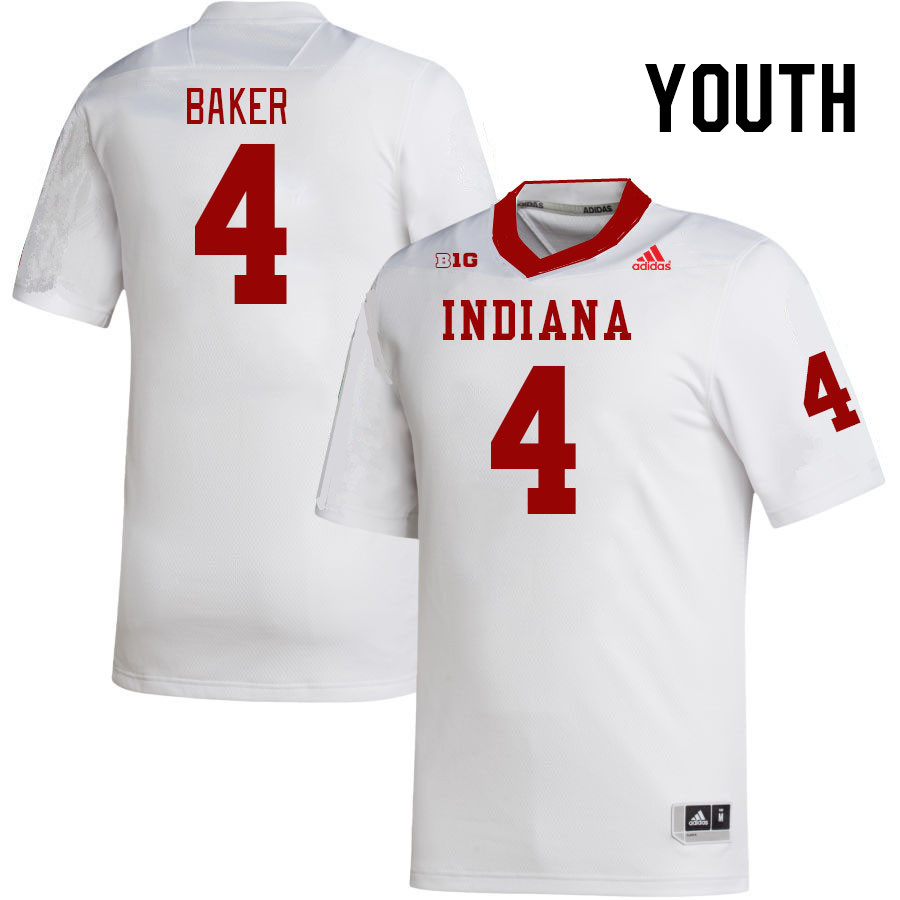 Youth #4 David Baker Indiana Hoosiers College Football Jerseys Stitched-White